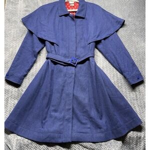 Disney Mary Poppins Returns Belted Coat Women 1X Wool Blue Herringbone Cosplay